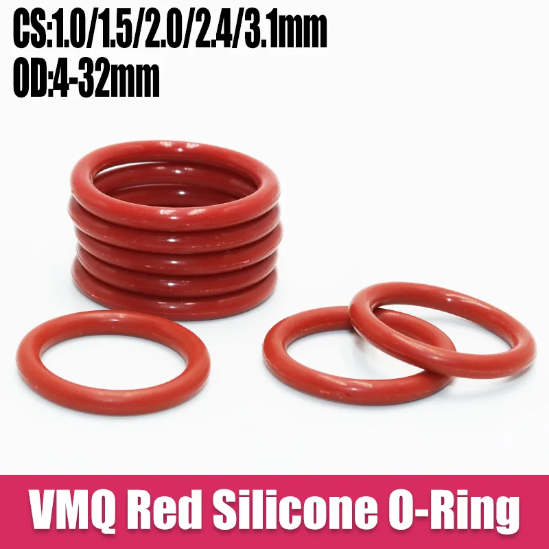 100x Silicone O Ring Sealing Washer VMQ O-ring plumbing Faucet Car Gasket Oil Resistant High Temperature CS1/1.5/2/2.4/3.1 Oring