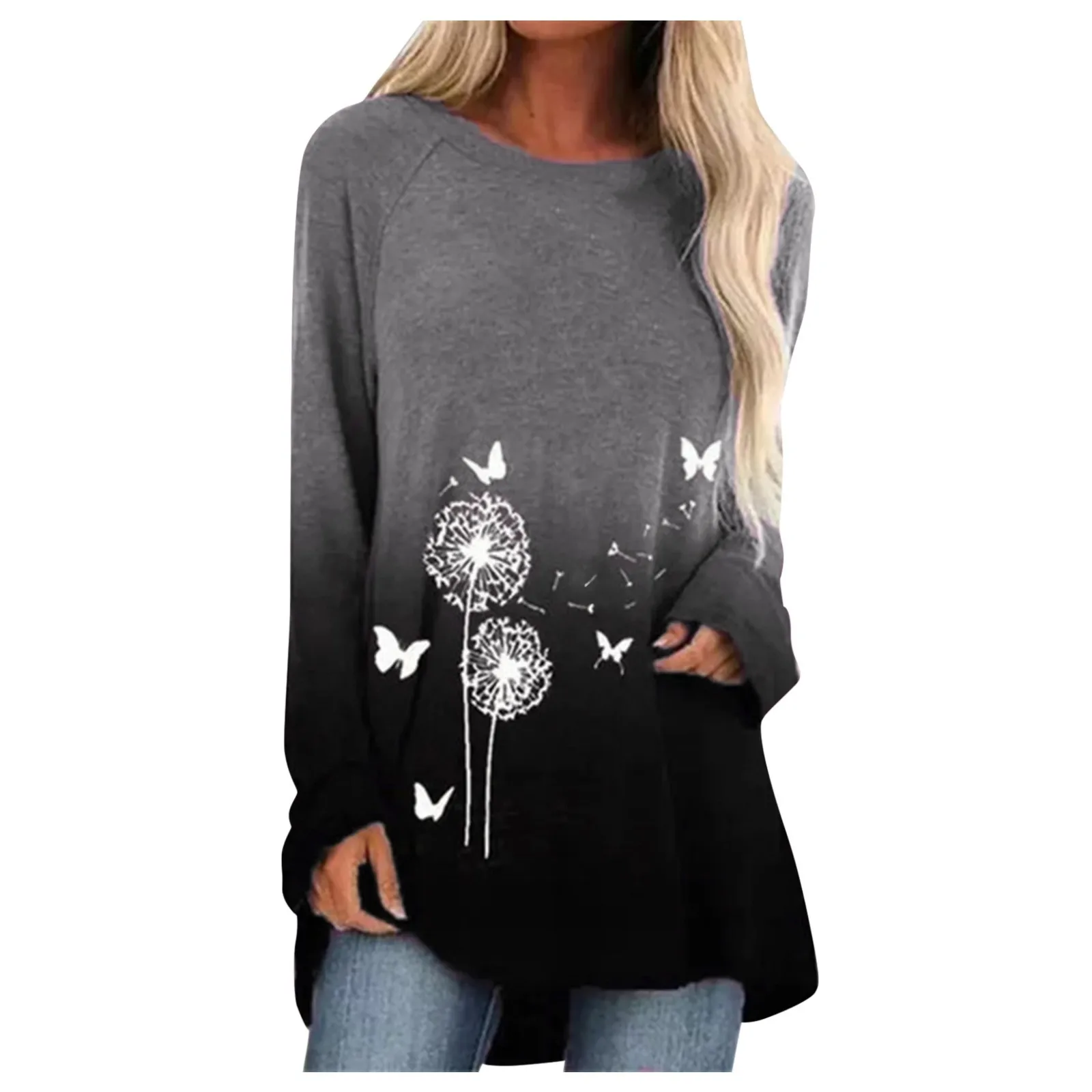 

2024 Trendy Fashion Loose Long Sleeve Pullovers Women Spring Korean Temperament Floral Print Sweatshirts Casual Lazy Wind Top