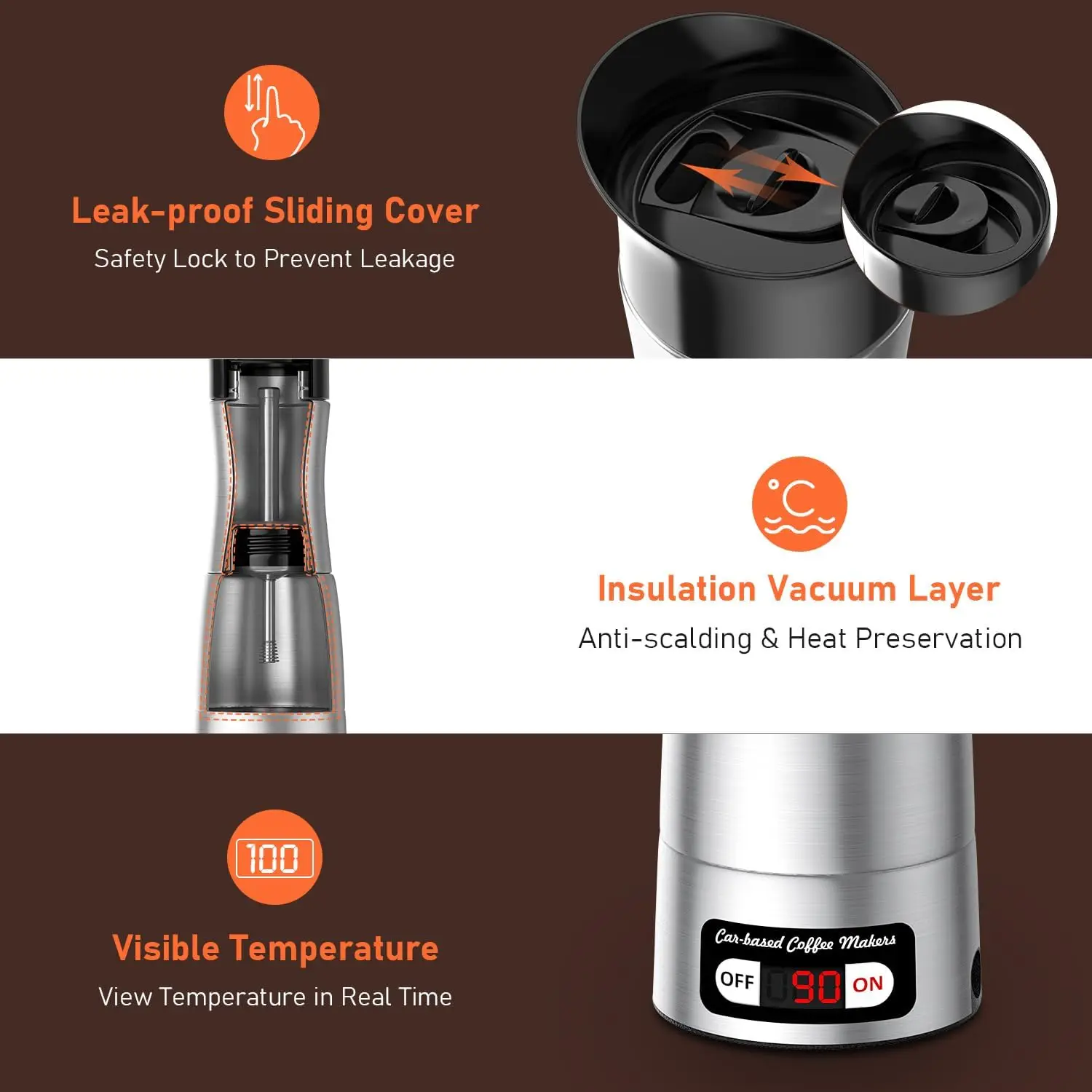 Портативная кофеварка 12 В/24 В, компактная эспрессо-машина для вождения офиса и дома со светодиодным дисплеем, быстрый нагрев, нагрев