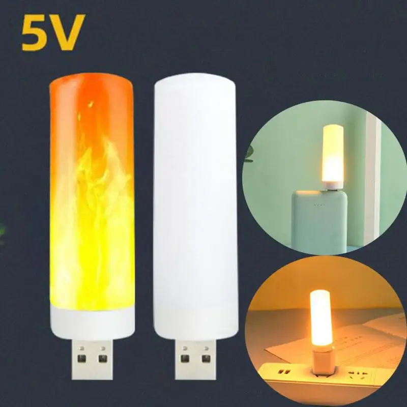 USB 5V Effect Light LED Flame Flashing Candle Book Lamp for Power Bank Camping Night Party Lighting Cigarette Lighter V27