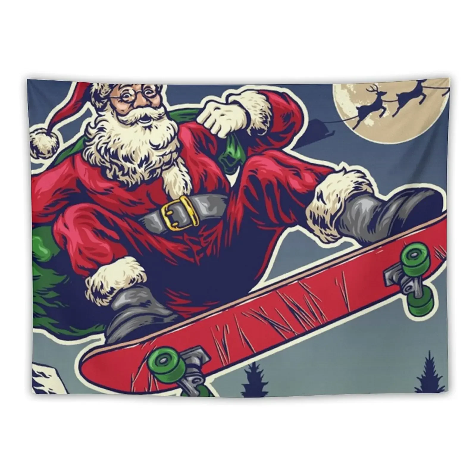 

Christmas Skateboarding Santa Tapestry Decorative Paintings Aesthetic Room Decorations Tapestry