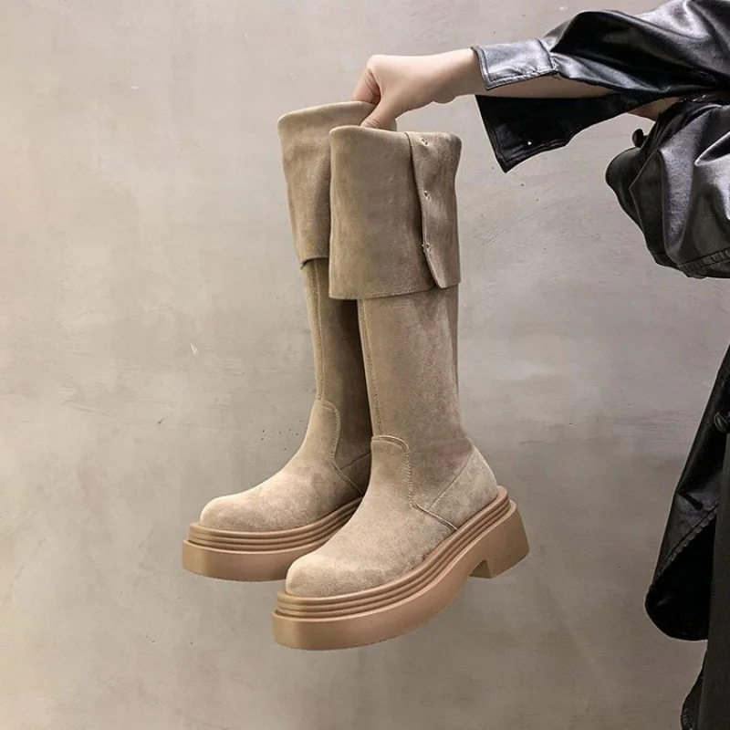اتجاهين أضعاف سميكة سوليد أحذية طويلة للنساء جديد الخريف والشتاء كعب سميك فوق الركبة أحذية ركوب الخيل الربيع والخريف نمط #1