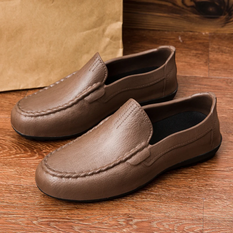 

Мужская повседневная обувь, кожаная обувь для вождения на мягкой подошве, обувь для шеф-повара, нескользящая обувь, удобные рабочие тапочки, уличная обувь для рыбалки