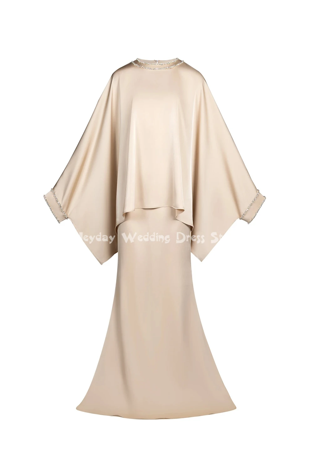 Heyday personalizado feminino o-pescoço frisado vestidos de noite de luxo com mangas compridas sereia até o chão vestidos elegantes 2025