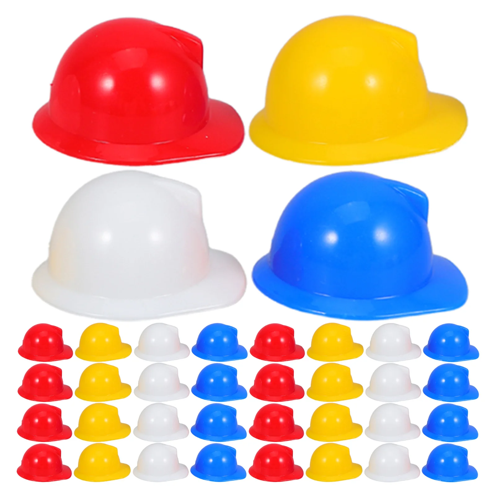 60 Pcs Hard Hat Construction Plastic Building Dress up Hats Bottle Topper Birthday Party Supply Mini