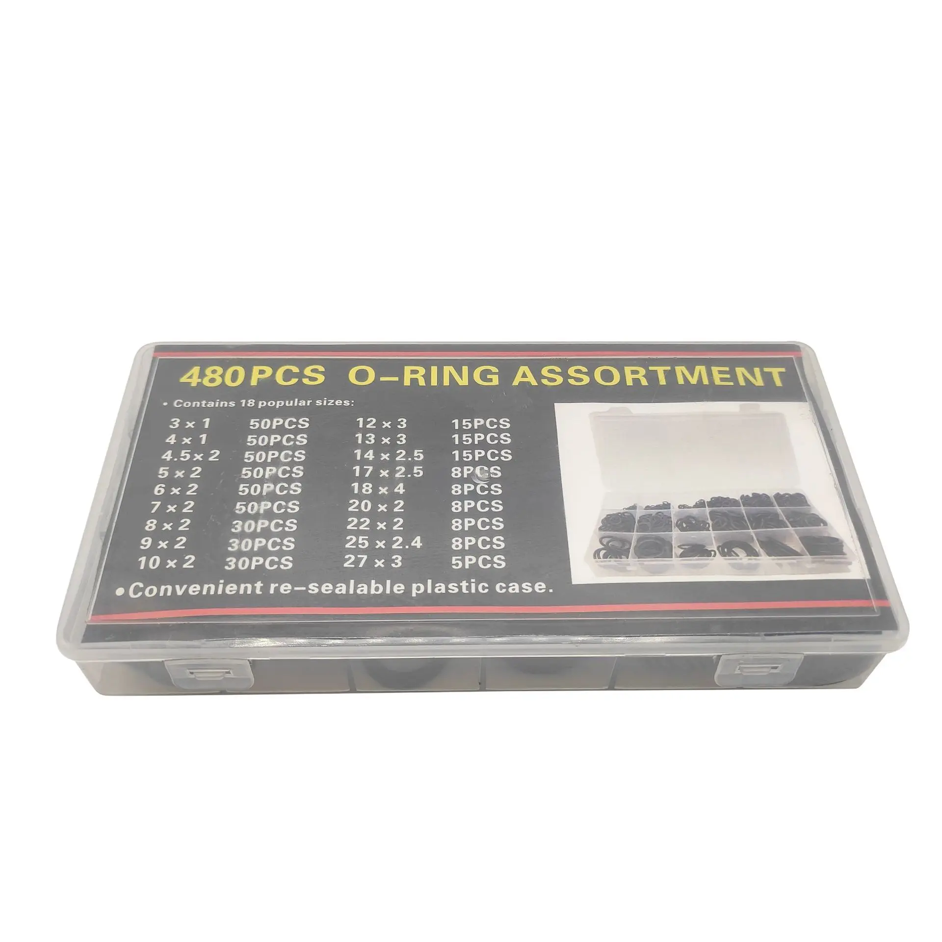 High Temperature Corrosion Resistant Nitrile Rubber Washer Gasket 480pcs 18 Grid O Ring Set Black Leather Sealing