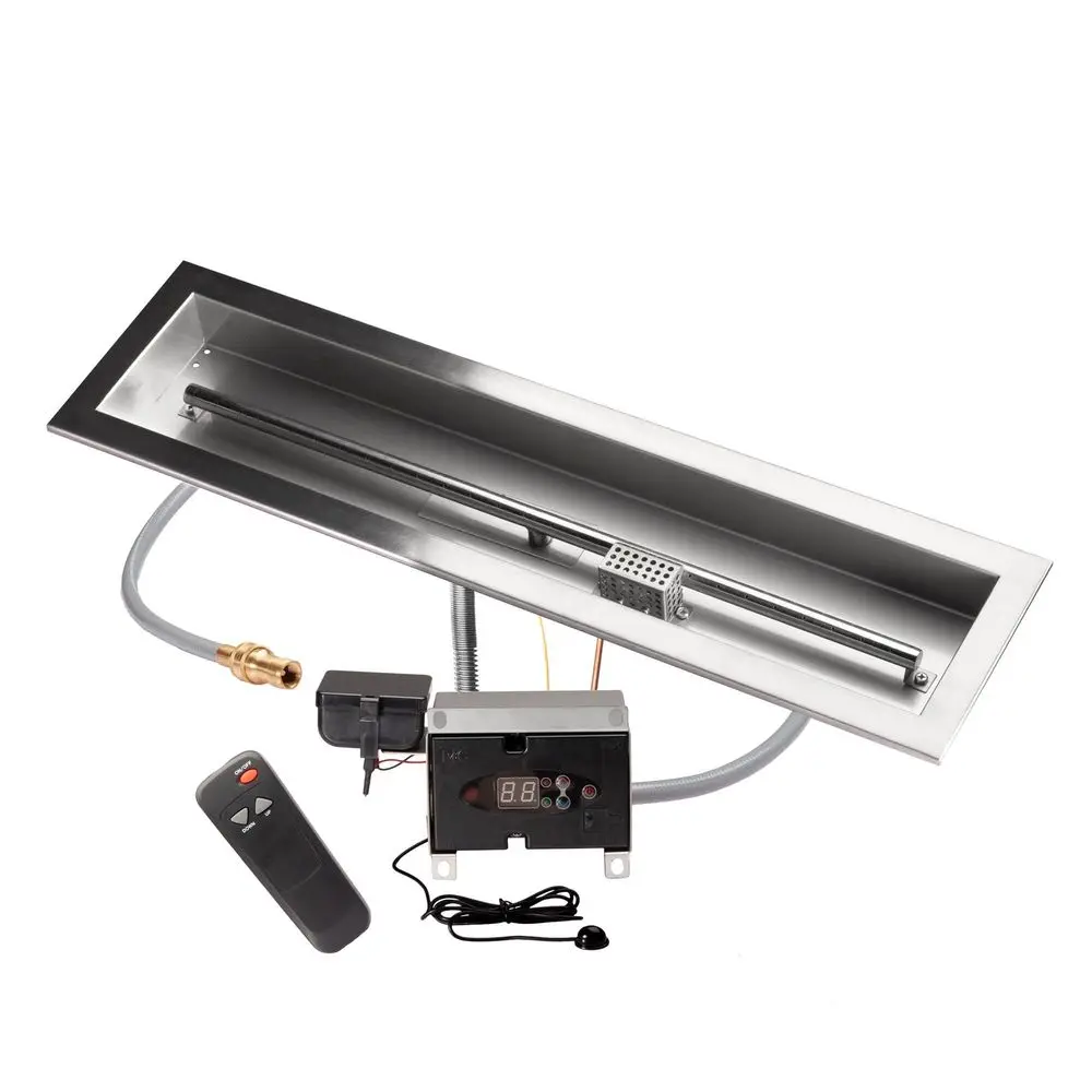 

30 x 6 Remote Control Fire Pit Burner Kit, Stainless Steel, Electronic Ignition, Natural Gas
