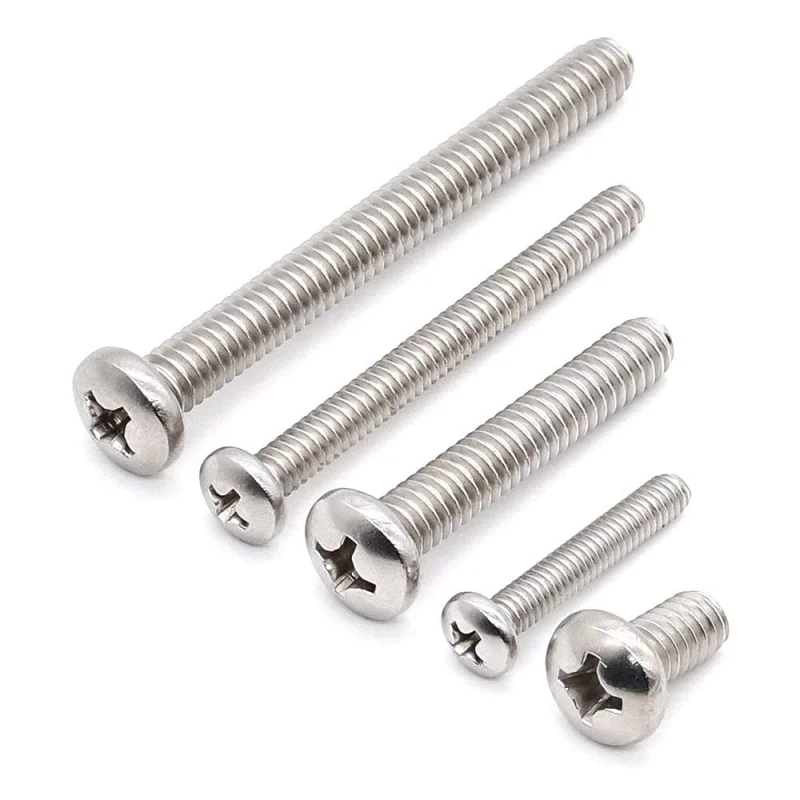 Pan Head Machine Screws,  Stainless Steel 304, Phillips Drive Cross Round Head Machine Screws, Fully Threaded, Machine Thread