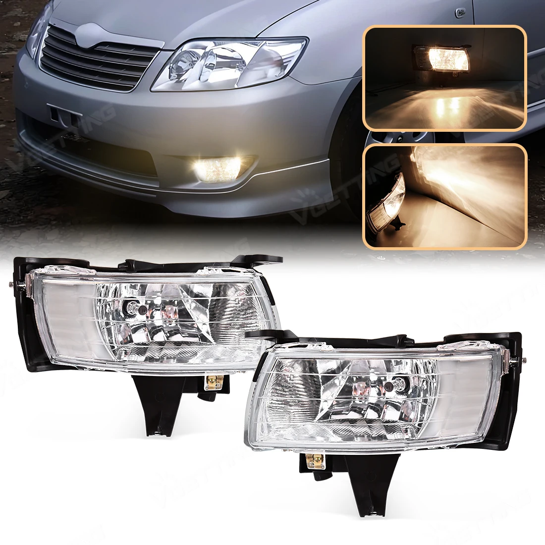 Car Front Bumper Fog Light Assembly For Toyota Corolla (Fielder) 2005 2006 2007 Halogen Bulbs Headlight With Wire Accessories