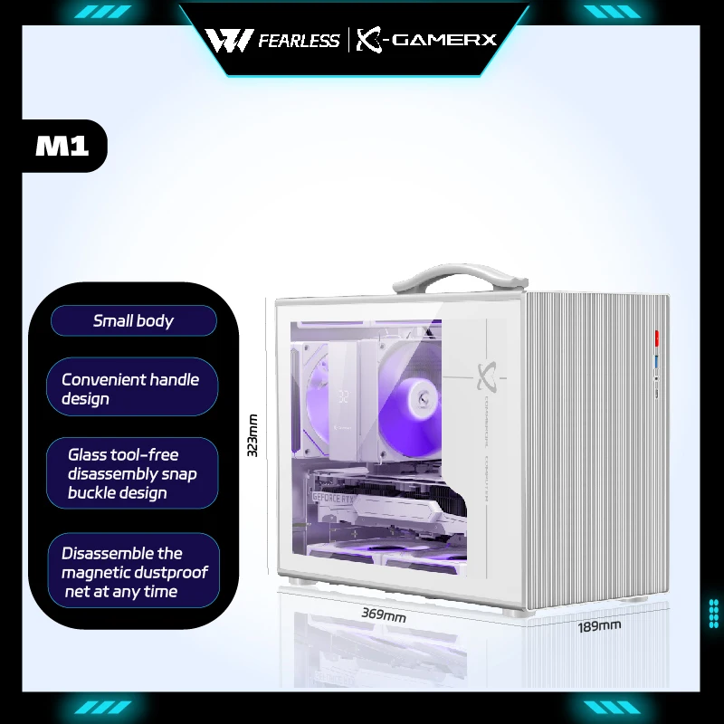 Power Train X-Gamerx M1 M-ATX ITX gabinetes PC gaming case glass side transparent portable mini computer small body case