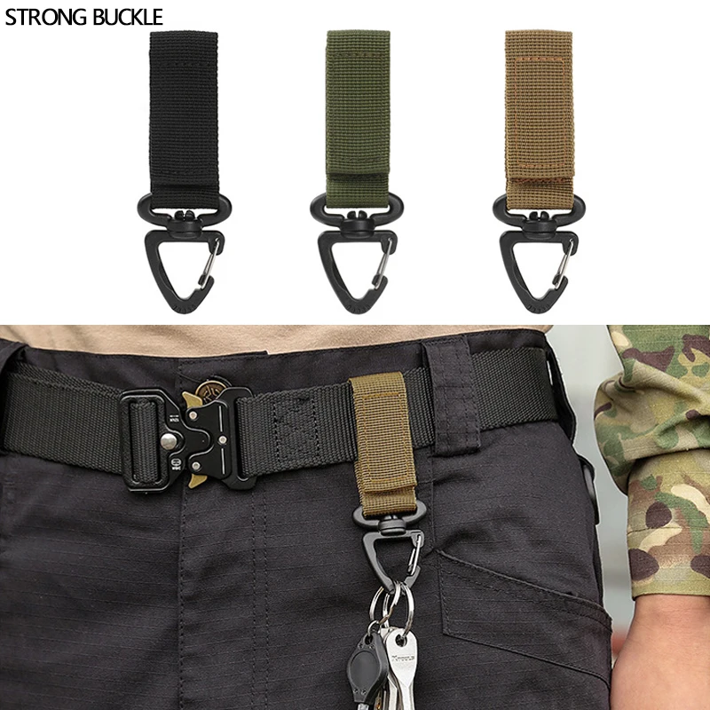 Outdoor Camping Carabiner Nylon Molle Tactical Backpack Key Hook Webbing Buckle System Belt Buckle Hanging Climbing Accessory