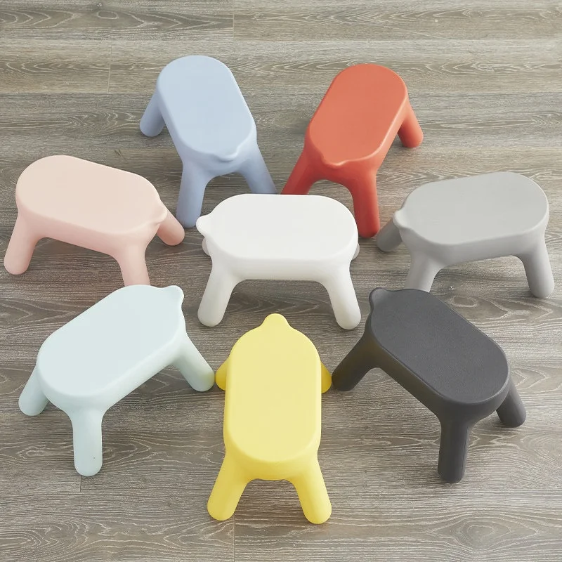 & Fashion Personality Nordic Mini Plastic Bench Thick Durable Anti-slip Short Stool for Home Living Room