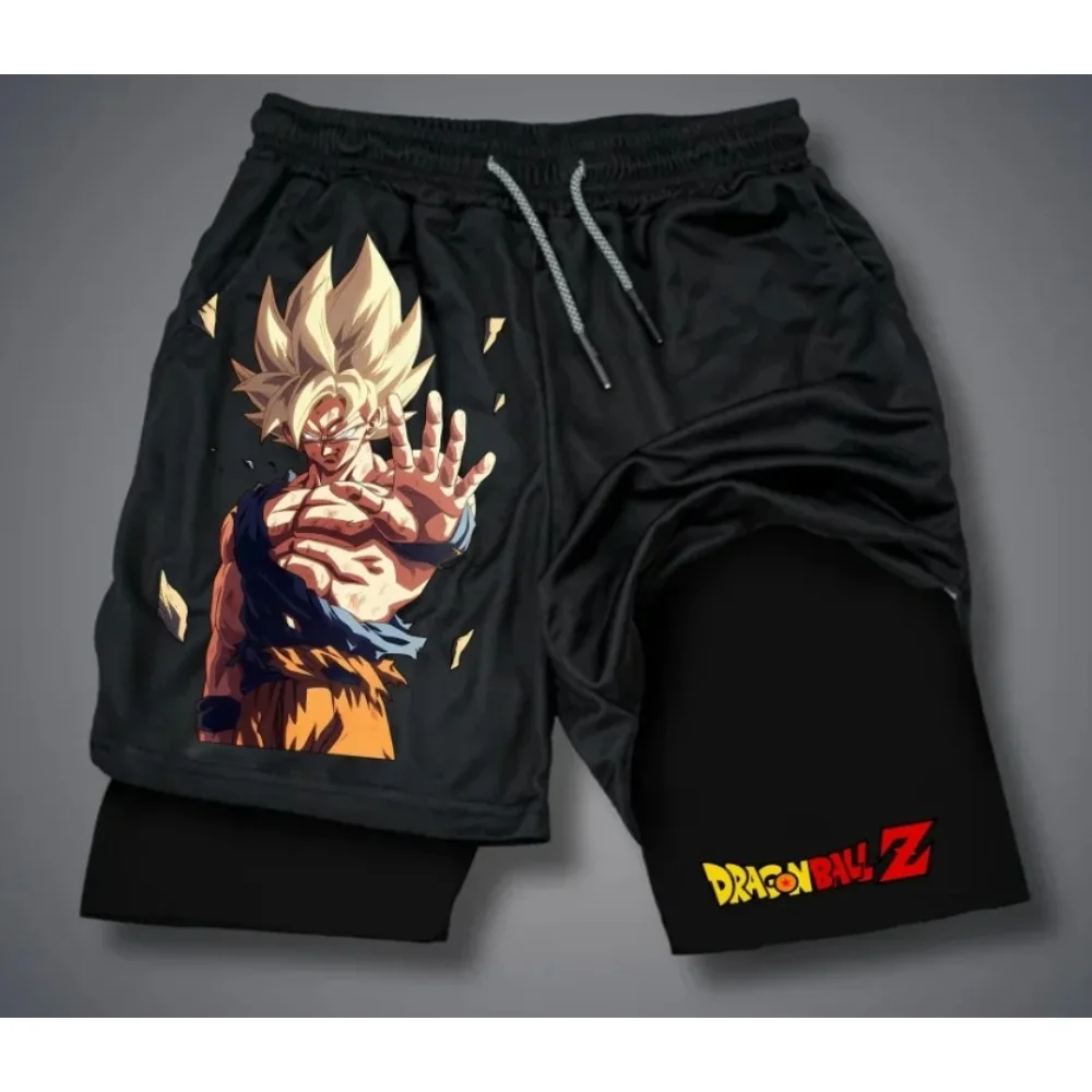 

Dragon Ball аниме летние шорты 2-в-1 Saiyan 4 Ретро Y2K пляжные быстросохнущие дышащие модные шорты для медленного бега