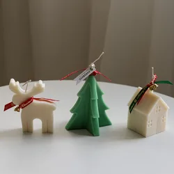 3D Deer foremka na świece choinka Snowflake House silikonowe DIY aromat Gingerbread cukru ciastka prezent dekoracja festiwalowa narzędzia do pieczenia