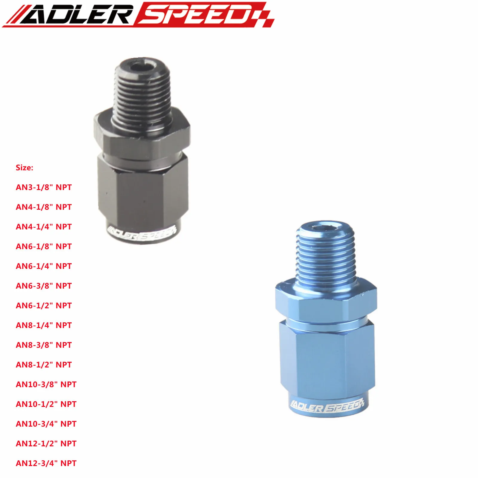 

3AN 4AN 6AN 8AN 10AN 12AN Female Swivel To 1/8” 1/4” 3/8” 1/2” 3/4” NPT Male Straight Fitting Adapter