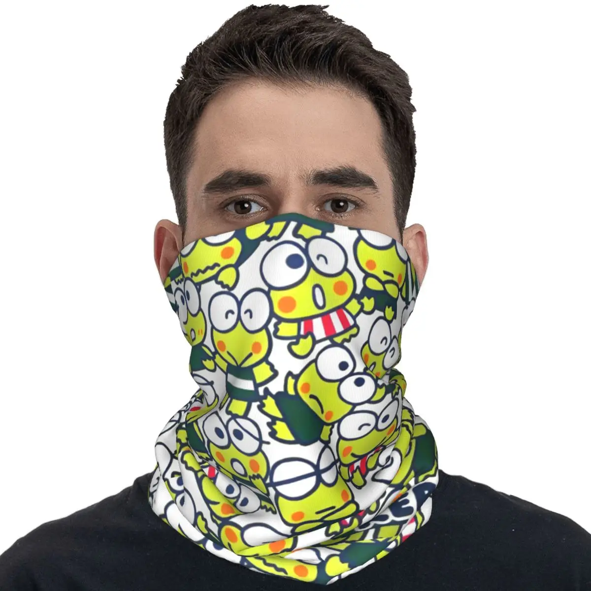 Keroppi Balaclava กีฬากลางแจ้งขี่จักรยานหน้ากากป้องกันคออุ่นหน้ากากใบหน้าฤดูใบไม้ร่วงตลกผ้าพันคอผ้าพันคอ