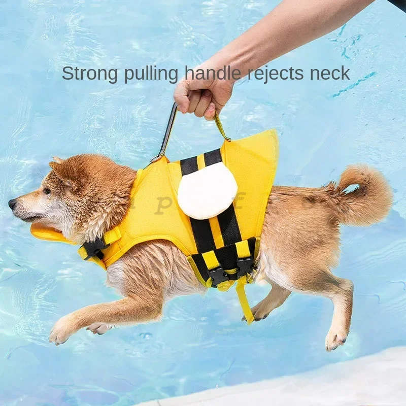 Dog Life Jacket for Swimming Adjustable Buoyancy Swim Vest for Bichon, Corgi, Golden Retriever Large Breed Dogs view 3