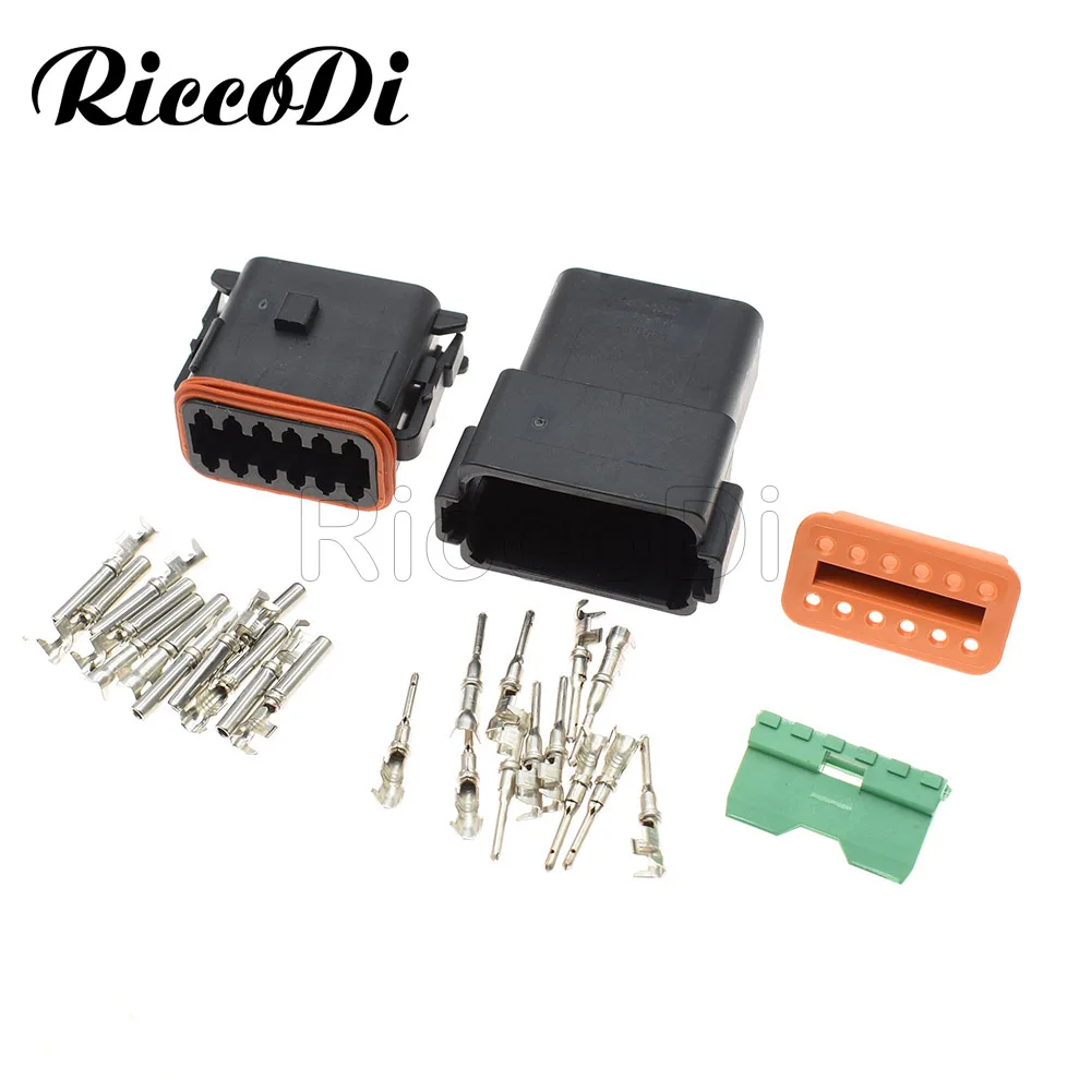 1-10Kits Black Male Female DT Serie 2/3/4/6/8/12 Way Waterproof Electrical Wire Connector for Car Motor Truck With Pins 22-16AWG