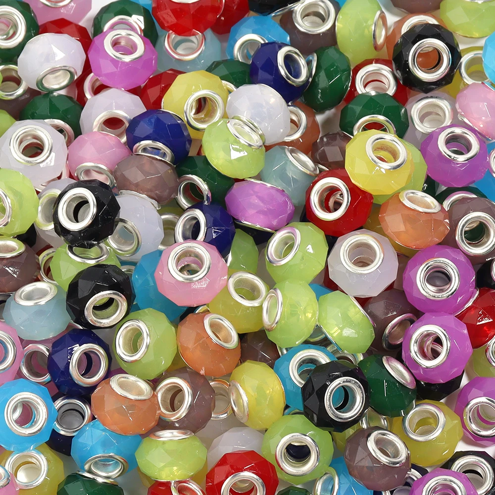 20pcs Colorful Faceted Resin Large Hole Beads For Jewelry Making Big Hole Loose Spacer Beads DIY Bracelet Necklace Findings