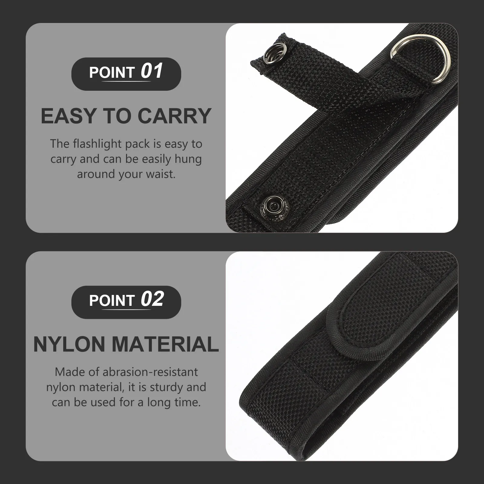 Wear Resistant Nylon Flashlight Holster Outdoor Camping Hiking Flashlight Belt Pouch Storage Holder Portable Torch Case