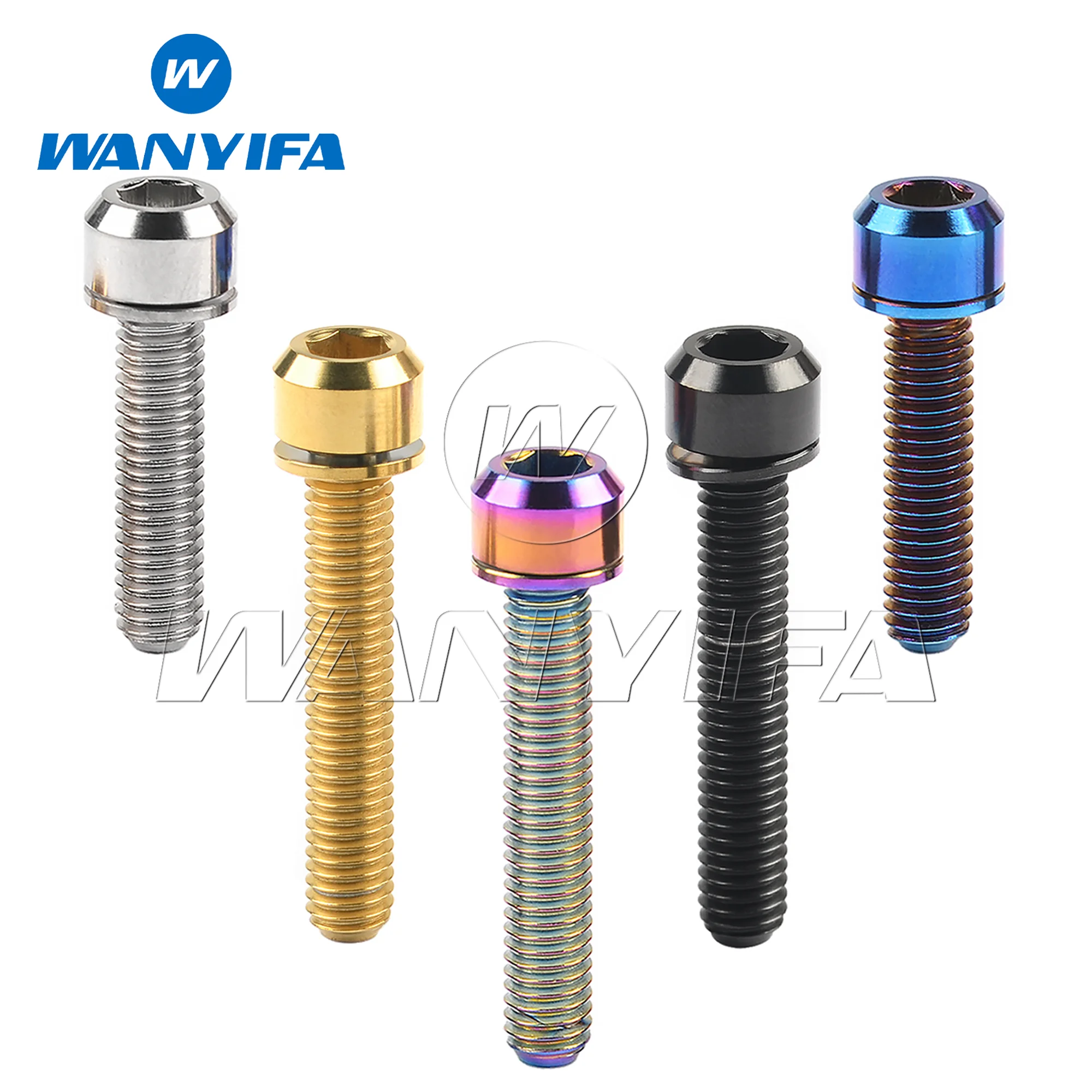 

Wanyifa Titanium Bolt M5/M6X16/18/20/25/35Mm Titanium Bicycle Stem Screw with Washer Bicycle Accessory