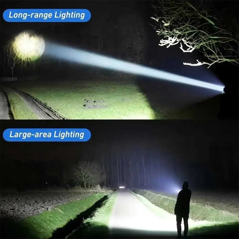 

Long Range Powerful LED Flashlight Waterproof 3 Modes Lighting Portable Hand Lamp with Display Screen Long Battery Life