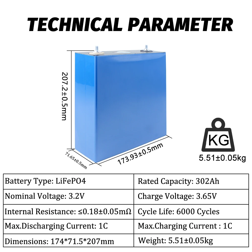 CALT Lifepo4 100Ah~320Ah Grade A LFP 304Ah Deep Cycles 3.2V Prismatic Lithium Battery Cells for Solar Energy Storage Hot Sale