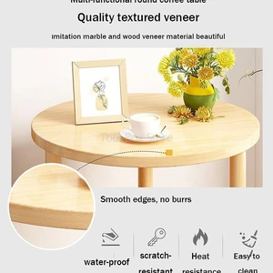 Mesa de cabeceira redonda de madeira, simples e moderna, 2 camadas, sofá, mesa lateral, armário, casa, sala de estar, pequena mesa de chá 8 principais vendas mesa de centro redonda de - №8