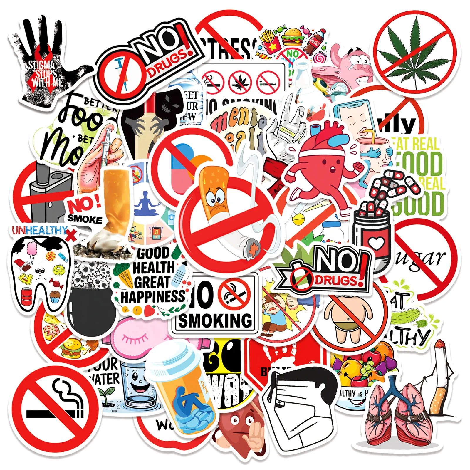 50PCS Kreative Schützen Gesundheit Hinweis Wasserdicht Cartoon Aufkleber Dekoration DIY Notebook Mobile Gitarre Wasser Tasse Koffer Graffiti