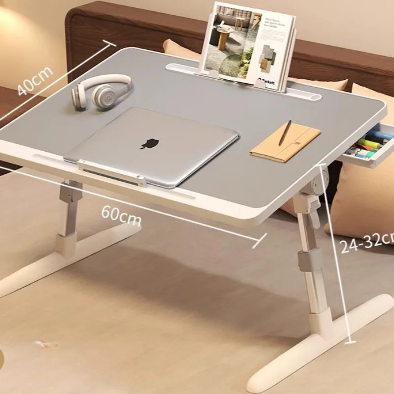 طاولة كمبيوتر محمول بجانب السرير قابلة للتعديل، مكتب سرير مع فتحة، حامل قابل لضبط الارتفاع، سطح عمل نافذة الخليج لاستخدام الكمبيوتر المحمول