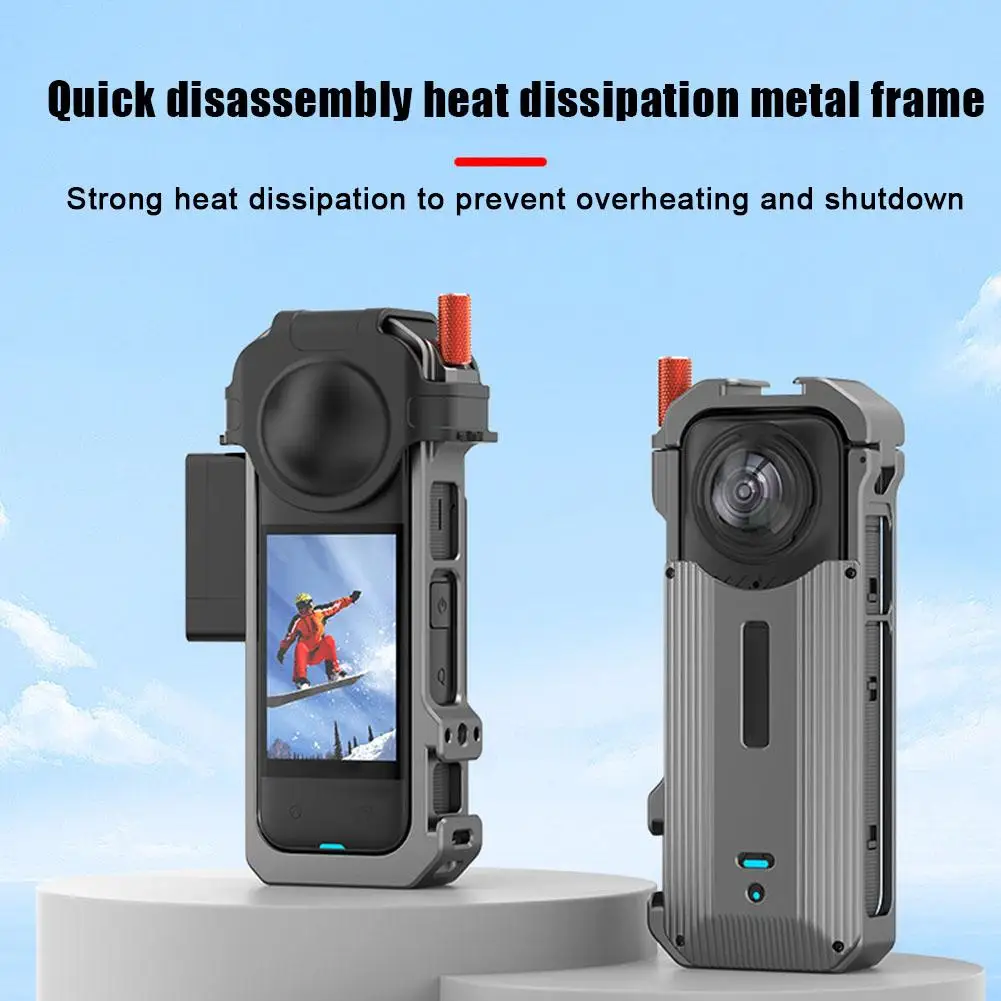 For Insta360 X4 Metal Rabbit Cage Magnetic Frame Heat Dissipation Camera Protective Expansion Case Sports Camera Accessories