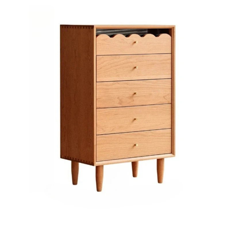 Nordic solid wood chest of drawers, Japanese-style simplicity, small apartment, cherry wood locker