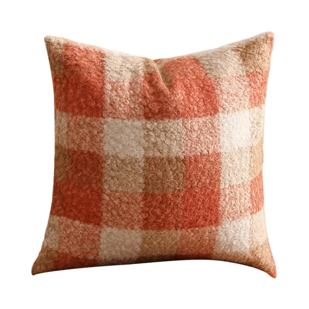 Funda de almohada de felpa para decoración de interiores y otoño, forro de almohada de lana sintética con gradiente acogedor, con cremallera oculta, estilo nórdico para el hogar