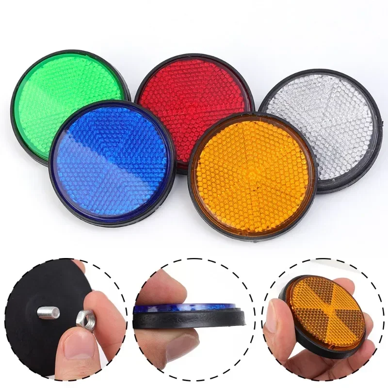 Motorcycle Circular Reflector Electric Vehicle Bicycle Waterproof Dustproof Night Warning Reflector 6mm Hexagonal Screw Fixation