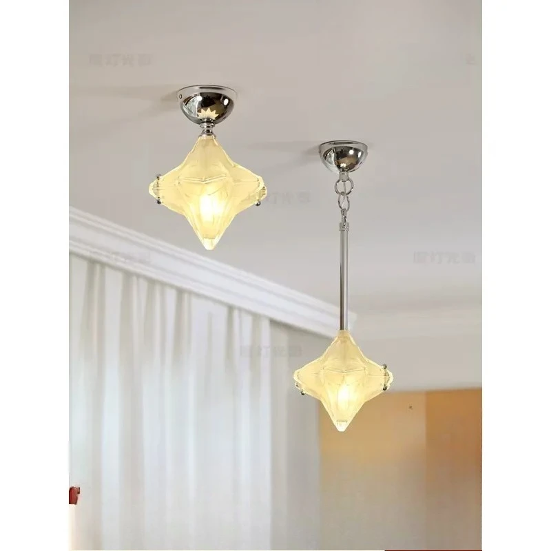 Star Chandelier French Medieval Glass Restaurant Porch Aisle Balcony Island High-end Retro Bedroom Bedside Lamp
