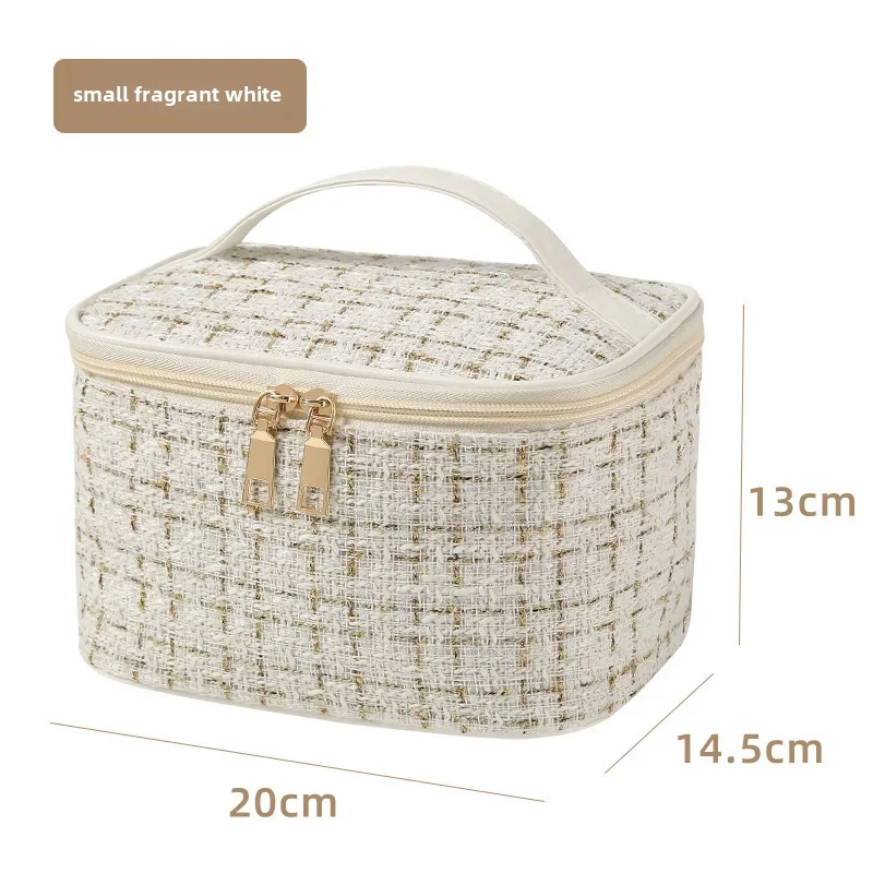 Korean black and white ins small fragrant cosmetic bag large capacity high-end high-value toiletry bag cosmetics bag for women