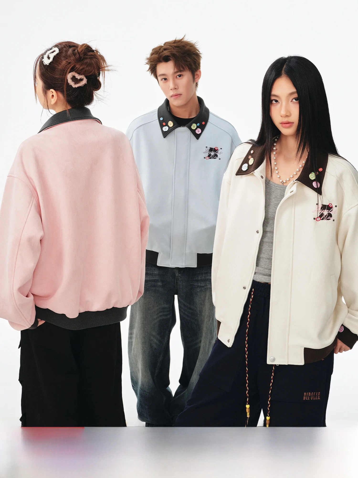 

Bipolar Men's Suede Jaet with Button Retro Turn-down Collar Spring Autumn Faion Workwear Coat for Couples Casual Sle