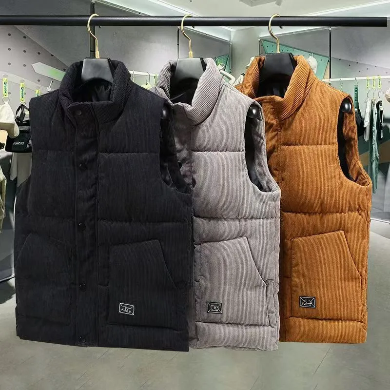 2026 Men's stand-up collar blazer winter and autumn warm denim vest stylish thick and comfortable casual shirt and coat M-5XL