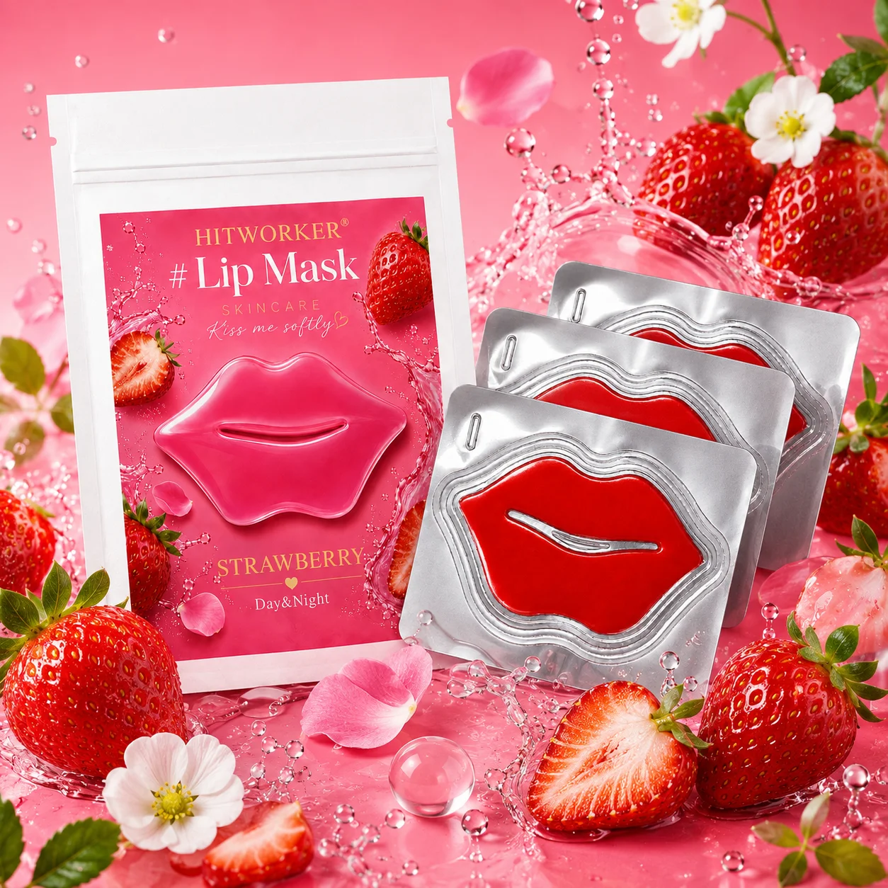 3pcs collagen rich, moisturizing, smoothing jelly lip mask, providing powerful moisturizing and brightening effects