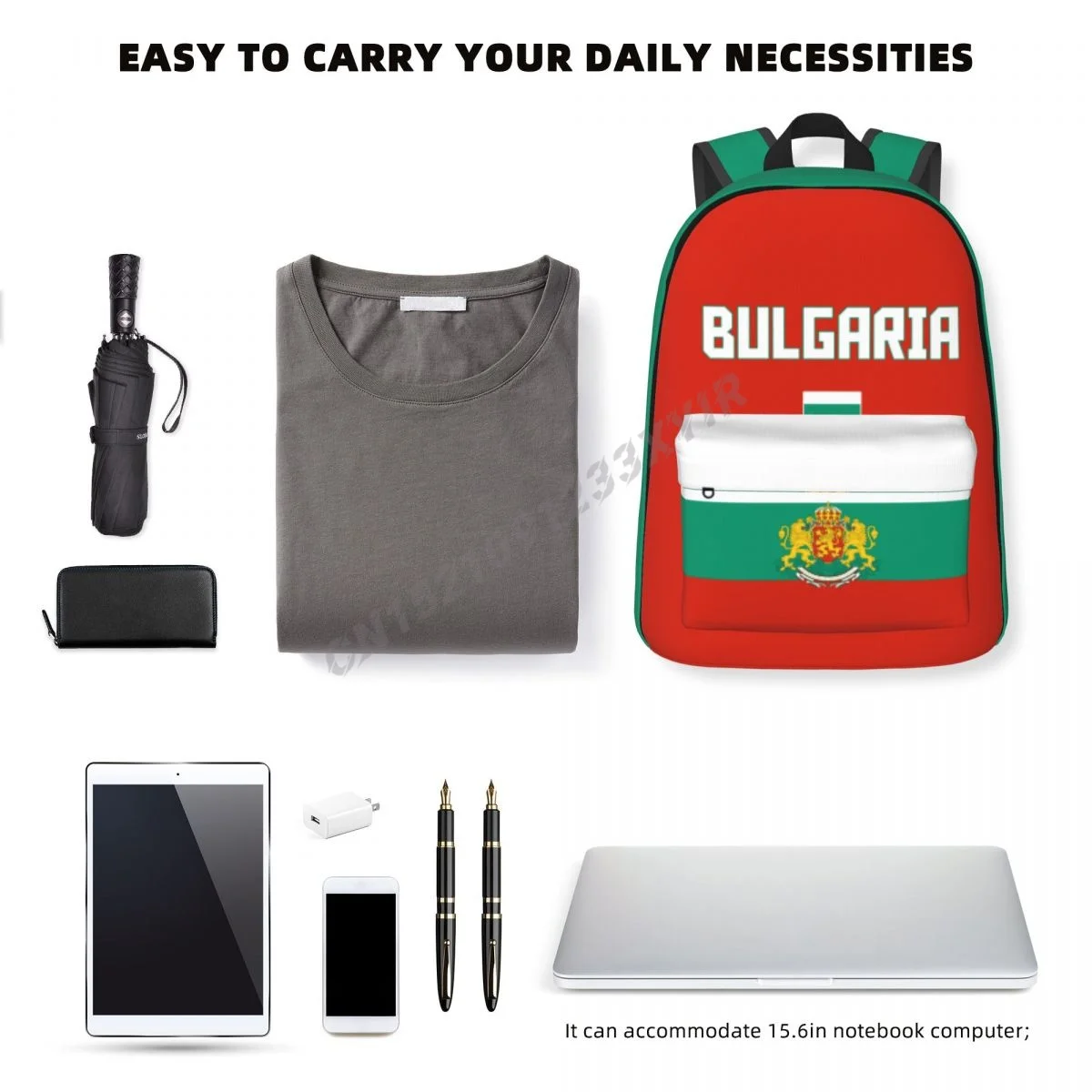 Plecak Unisex Flaga Bułgarii Bułgarski Haft Torba Szkolna Torba Kurierska Etui na Laptopa Torba Podróżna Mochila Prezent