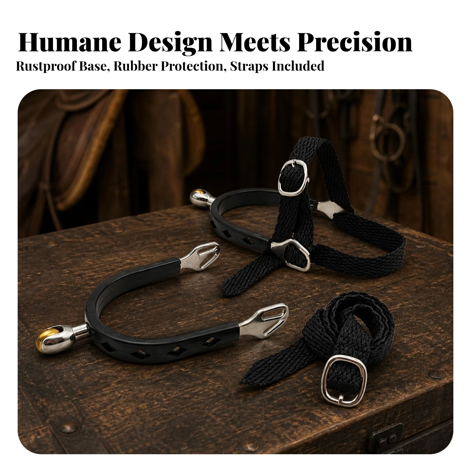 Horse Riding Roller Ball Spurs Gentle Horse Riding Spurs Spur Set Rust Resistant Roller Ball Spur Rubber-Coated for Equestrians