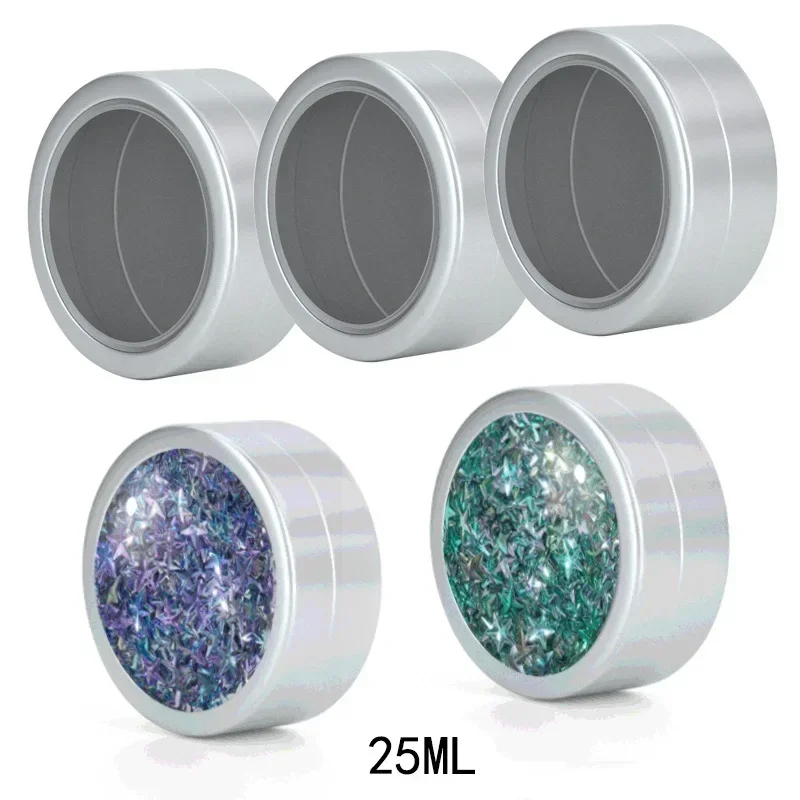 10-50szt 25ml Okrągłe aluminiowe pudełko z okienkiem Świeca Słoik Metalowy balsam do ust Pojemnik na kosmetyki Pojemnik na cukierki Paznokcie Pudełko do przechowywania sztuki