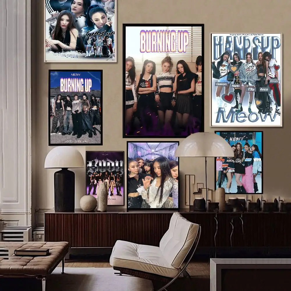 Hot Kpop Girl M-meovv Whitepaper Poster HD Quality Poster Wall Art Painting Study Room Wall Decor