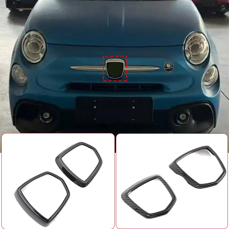 

For Fiat Abarth 595 695 2017-2025 ABS Glossy Black Logo Decoration Ring Front And Rear Logo Cover Car Stickers
