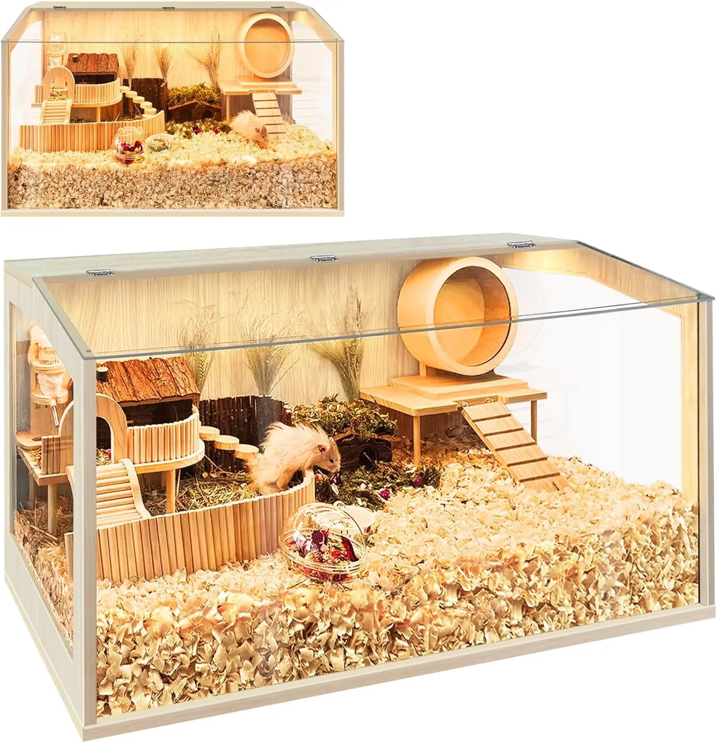 

Hamster Cage Chewproof, Large Hamster Cage,Guinea Pig Cages Openable Top with Acrylic Sheets Solid Built, Hamster Habitat 24"