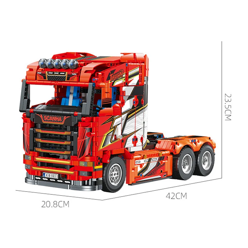 Techniczny zestaw klocków konstrukcyjnych 1708 elementów, ciężarówka Scania, ciężarówka miejska, zaawansowana technologicznie traktorka, ciężarówka transportowa, kabinowy zestaw montażowy, zabawka dla dzieci, prezent.