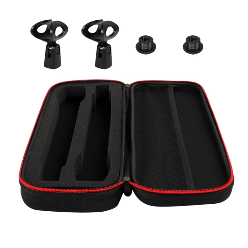 Estuche almacenamiento para micrófono inalámbrico Estuche viaje con adaptador soporte para micrófono