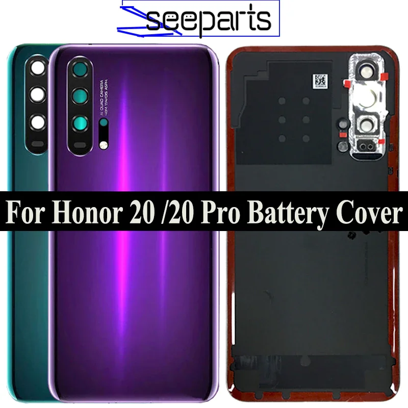 New Cover For Huawei Honor 20 Pro Battery Cover Door Back Housing Rear Case For Honor 20 Battery Cover Door With Lens Replacemen