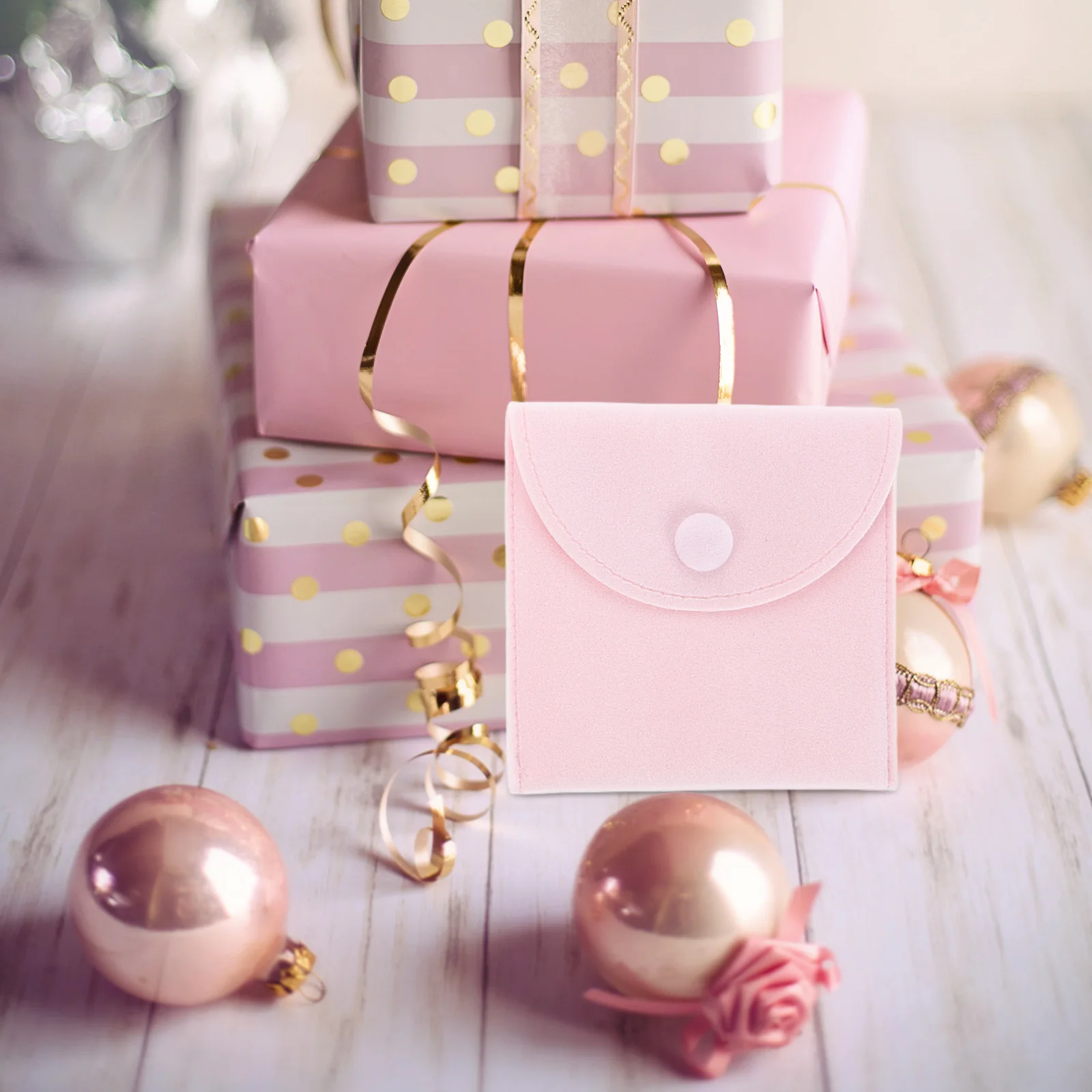 

3Pcs Compact Jewelry Storage Pouches Snap Button Closure for Rings Necklaces Bracelets Travel Friendly Design Pink