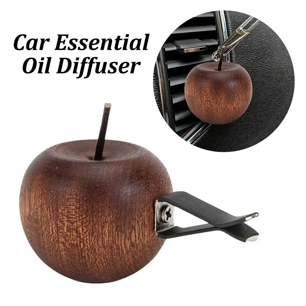 Apple Shape Car Essential Oil Diffuser Clip-on Long-lasting Floral Wooden Aroma Diffuser Slowly Volatile Natural Fragrance